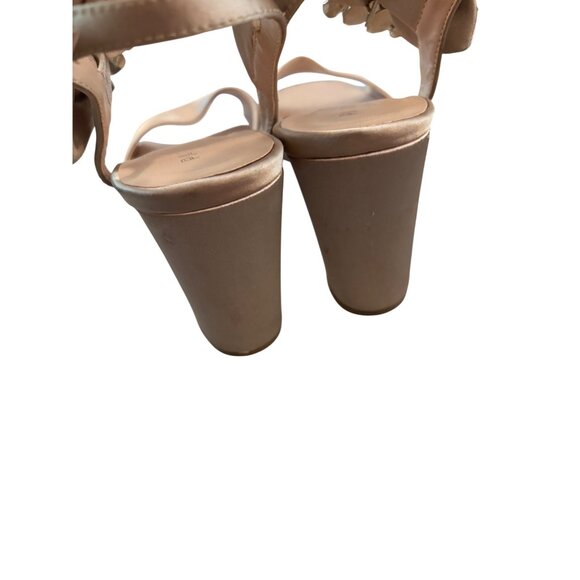 Paradox London Manhattan Satin Block Heel Sandals Rhinestone Bow Detail Sz 9.5 - Picture 7 of 8